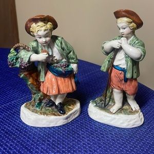Vintage 1950s "Borghese" Figurines Chalkware Niepold Shepherd/Shepherdess